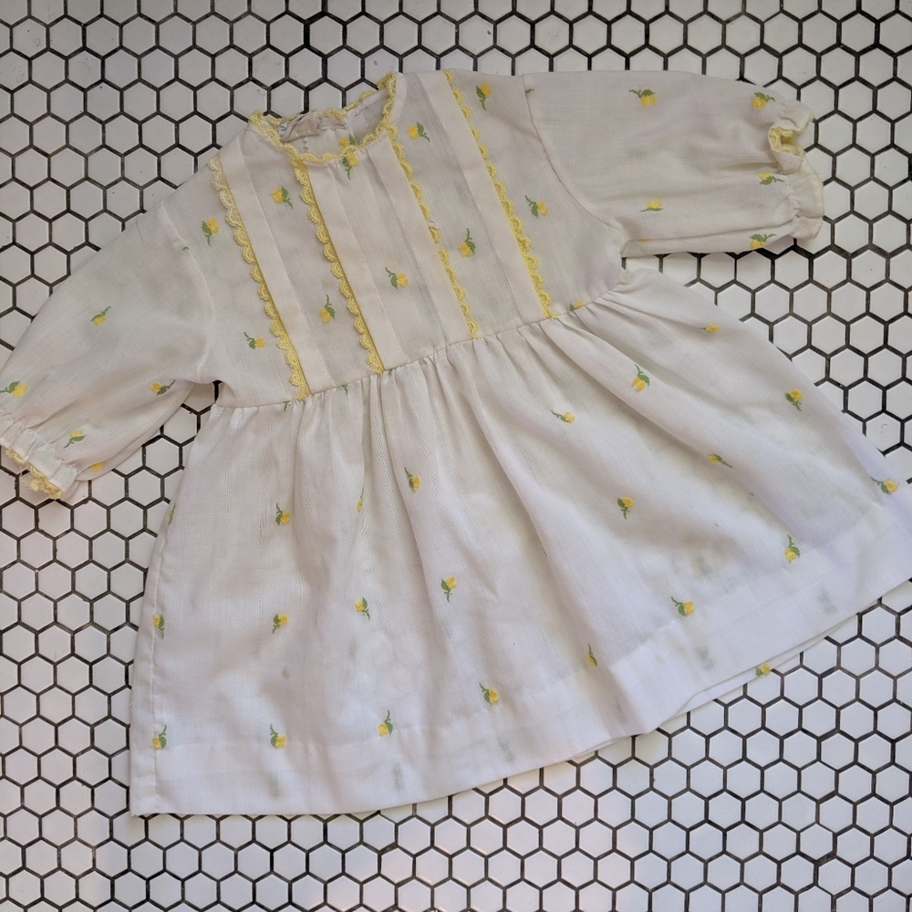 Vintage Sheer Yellow Rosebud Infant Dress